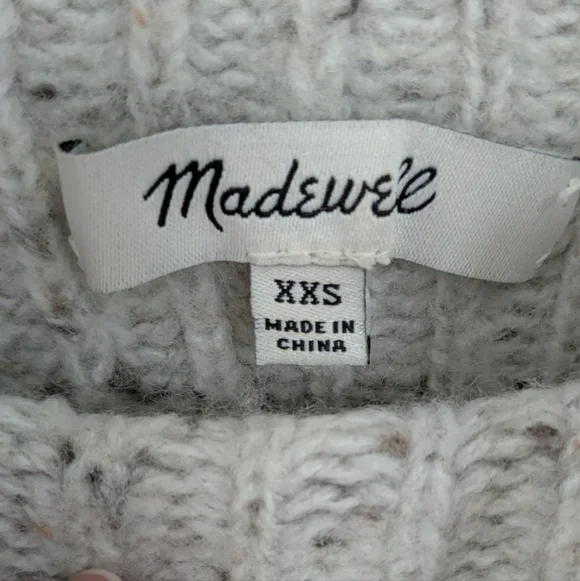 100% Wool Madewell Cream Knit Sweater - Picture 2 of 3